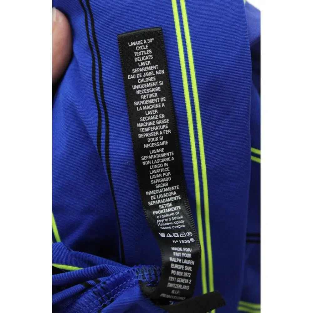 RLX Ralph Lauren Mens Striped Short Sleeve Collared Polo Shirt Blue Size S